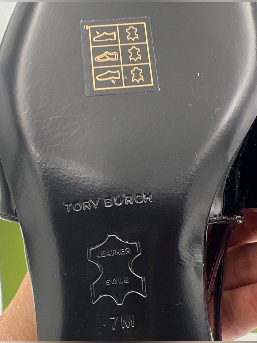 TORY BURCH Patos Leather Slingback Flats Pointed Toe Logo Women’s 7M NEW w/Box - Picture 15 of 16